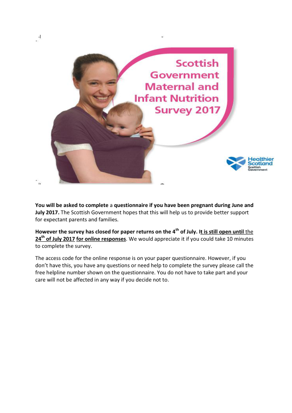 SG Maternal and Infant Nutrition Survey reminder poster